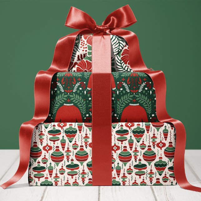 Ornament Floral and Sweater Pattern Christmas Wrapping Paper Sheets (Creator Uploaded)