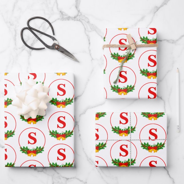 Ornament Frame Christmas Wrapping Paper Sheets (Front)