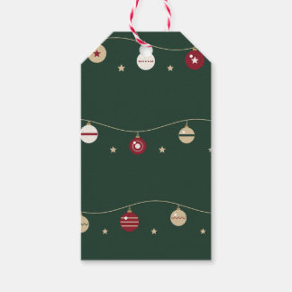 Ornament Garlands and Stars on Green Gift Tags