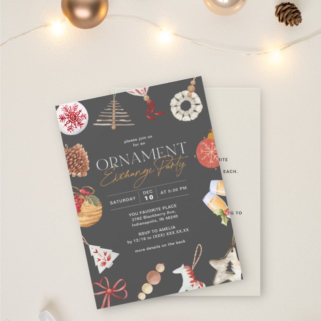 Ornament Gift Exchange Holiday Party Invitation (Creator Uploaded)