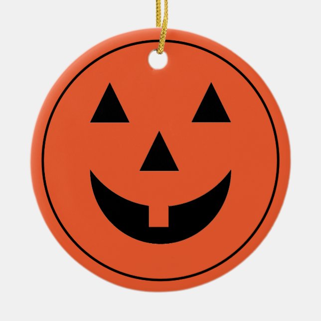 Ornament-Halloween Pumpkin Face Ceramic Ornament (Front)