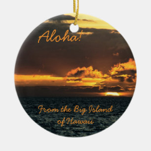 Ornament: Hawaii Sunset (Circle) Ceramic Ornament