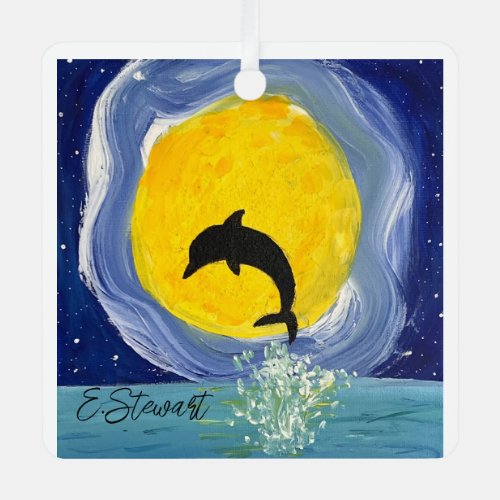 Ornament _ Jumping Dolphin Moon Glow Ocean