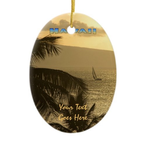 Ornament: Lahaina Sunset #1 (Oval) Ceramic Ornament