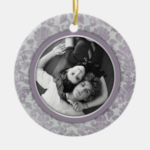 Ornament Lavender Silver Damask Wedding Favor