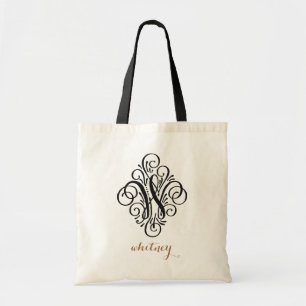 Ornament Monogram Swash Personalized Initial "W" Tote Bag