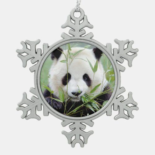 Ornament noel giant panda panda geant snowflake pewter christmas ornament