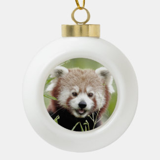 Ornament. noel, red panda. Panda roux. Ceramic Ball Christmas Ornament