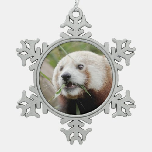 Ornament noel red panda panda roux snowflake pewter christmas ornament