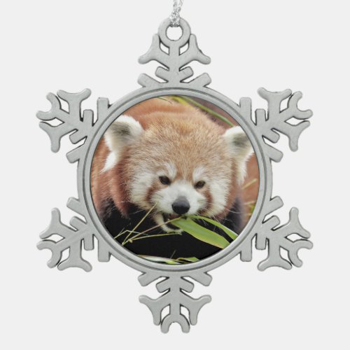 Ornament noel red panda panda roux snowflake pewter christmas ornament