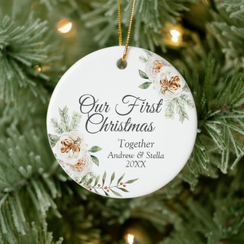 Ornament Our First Christmas Together White Floral