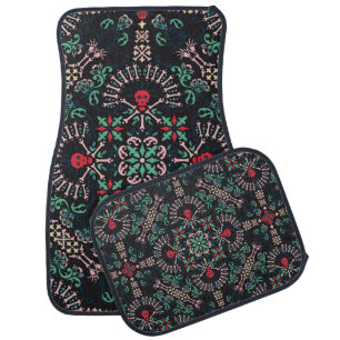ornament paisley,skulls and bones Bandana Print,fa Car Floor Mat