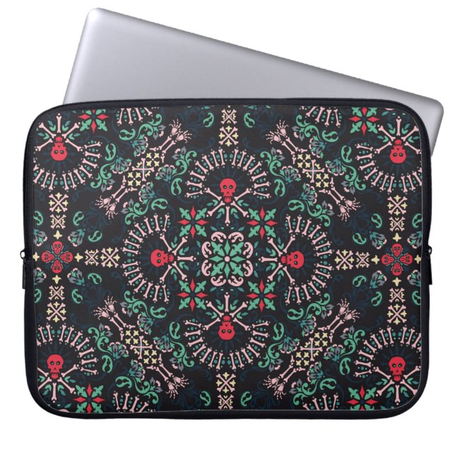 ornament paisley,skulls and bones Bandana Print,fa Laptop Sleeve (Front)
