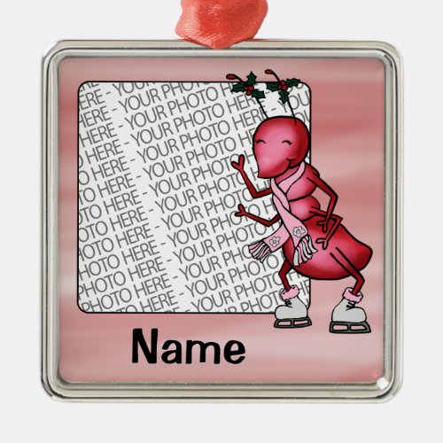 Ornament Photo  Name Template Cute Ant Cartoon Metal Ornament