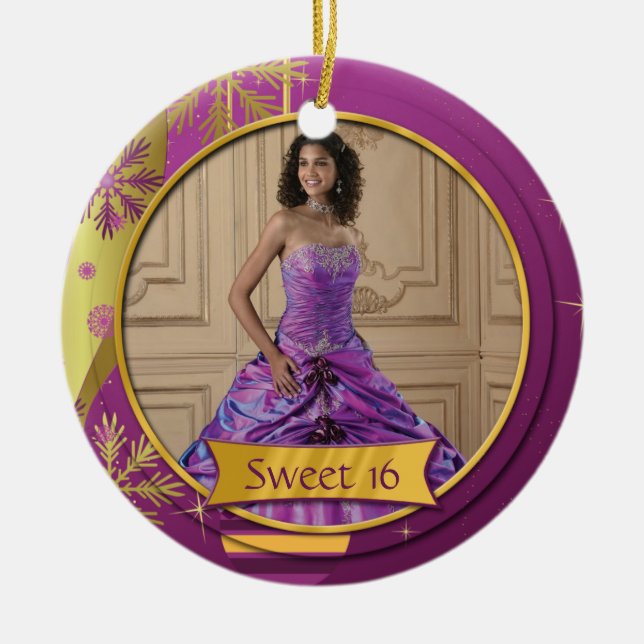 Ornament Purple Gold Sweet 16 (Front)