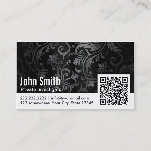 Customizable Ornament QR Code Investigator Business Card