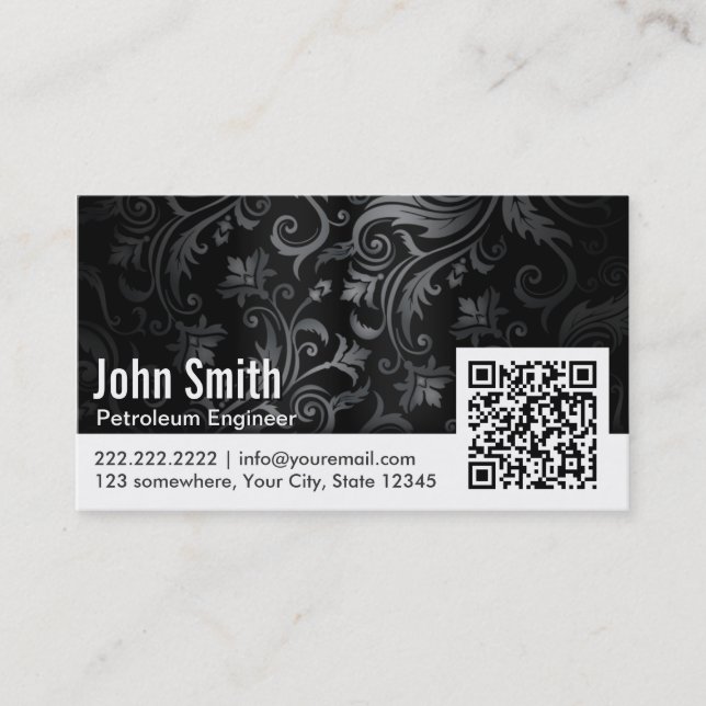 Ornament QR Code Petroleum Engineer Business Card (Front)