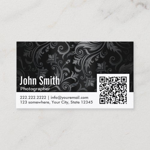 Ornament QR Code Photographer Business Card