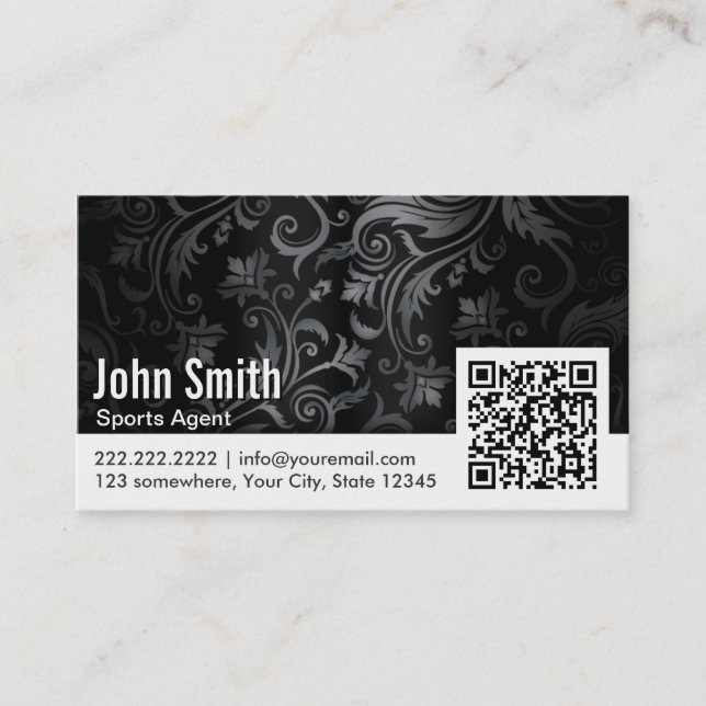 Ornament QR Code Sports Agent Business Card (Front)