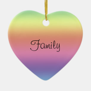Ornament - rainbow colors and Family Heart