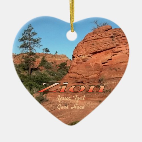 Ornament Red Rock In Zion Heart Ceramic Ornament