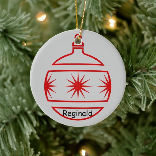 Ornament - Red Stars, Name, Year (Tree)