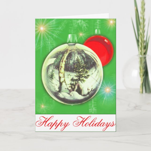 Ornament Reflection Custom Greetings Card (Front)