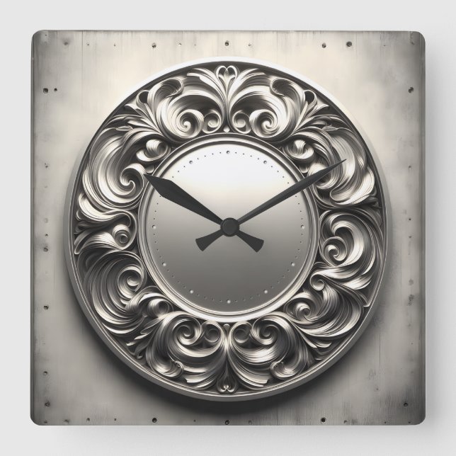 ornament ring  square wall clock (Front)