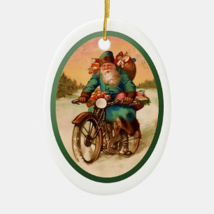 ornament-Santa on Motorcycle Ceramic Ornament