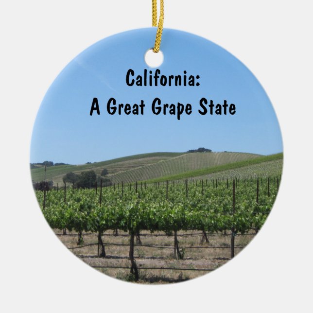 Ornament: Scenic Paso Robles Vineyard Ceramic Ornament (Front)