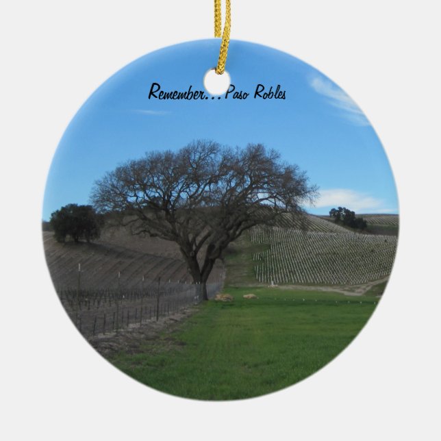 Ornament: Scenic Paso Robles Vineyard Ceramic Ornament (Front)