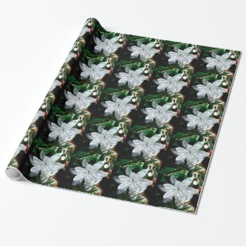 Ornament - Silver Poinsettia Decoration Wrapping Paper by I_Love_Xmas at Zazzle