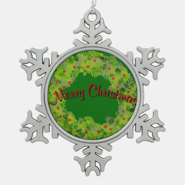 Ornament - Snowflake - Wreath with Greeting (Front)