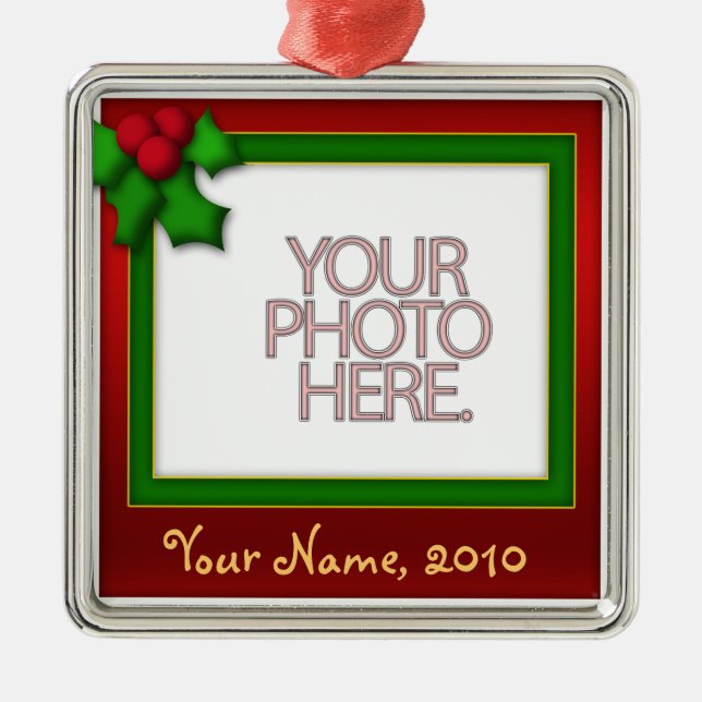 Ornament, Square Premium, Template, Add your pic! Metal Ornament (Front)