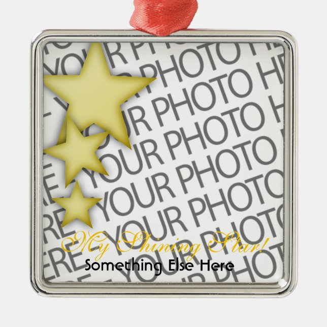 Ornament, Square Premium, Template, Add your pic! Metal Ornament (Front)