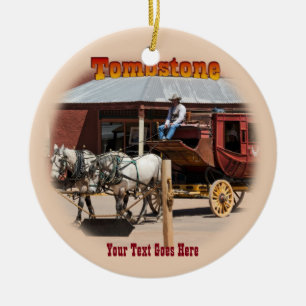 Ornament: Stagecoach Ride #1 (Circle) Ceramic Ornament