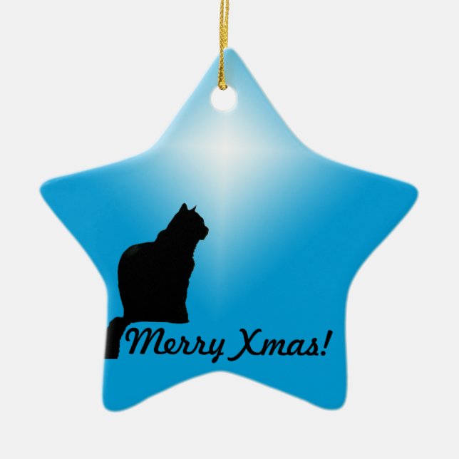 Ornament/Star - Cat silhouette Ceramic Ornament (Front)