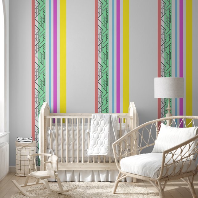ornament strips colorful wallpaper  (Kids)