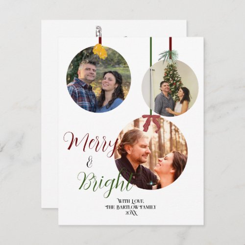 Ornament Style Holiday Christmas Card Six Pictures