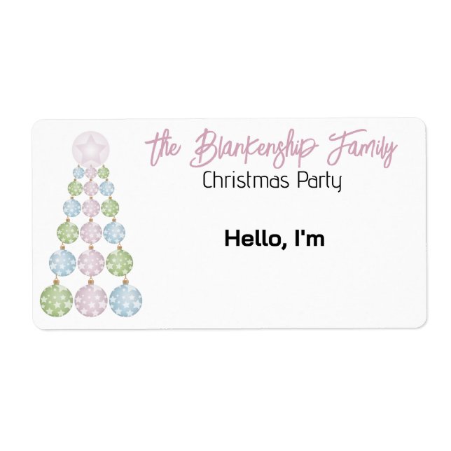 Ornament Tower Christmas Tree Paper Name Tag (Front)