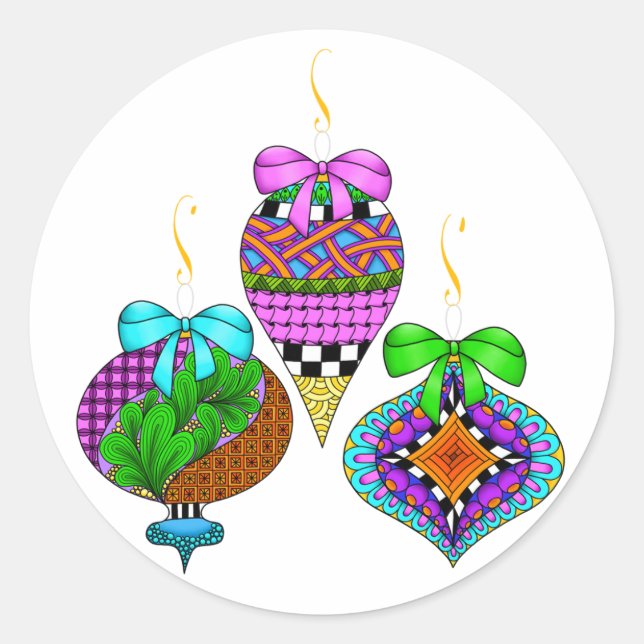 Ornament Twist Classic Round Sticker (Front)