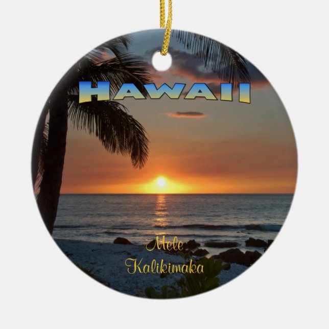 Ornament: Waikoloa Sunset #1 (Circle) Ceramic Ornament (Front)