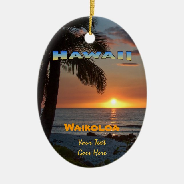 Ornament: Waikoloa Sunset #1 (Oval) Ceramic Ornament (Front)