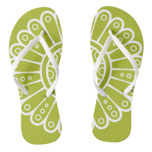 Ornament White With Green Background Flip Flops