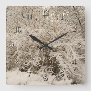 ornament winter snow square wall clock