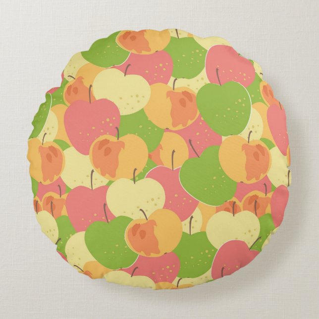 Ornament With Apples Round Pillow (Front)