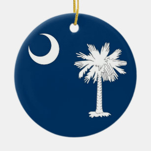 Rustic South Carolina State Flag USA Wood Christmas Tree Ornament 