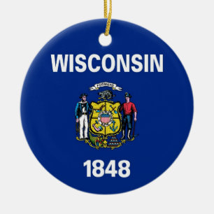 Ornament with flag of Wisconsin