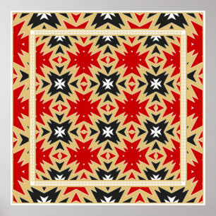 Ornament With Geometric Colorful Pattern,  Silk Ne Poster
