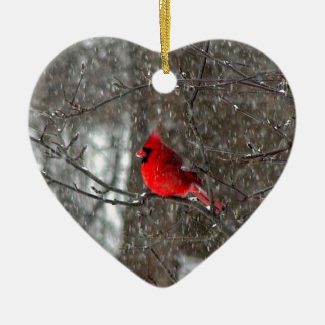 ornament with photo of male cardinal (Front)